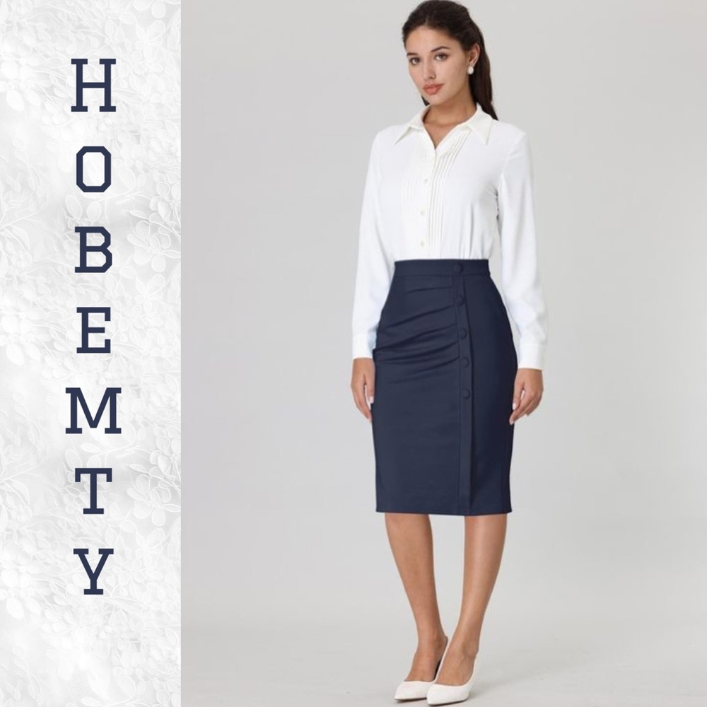 Hobemty..Navy Blue Women's Skirt NWT 18.5"waist 27"length